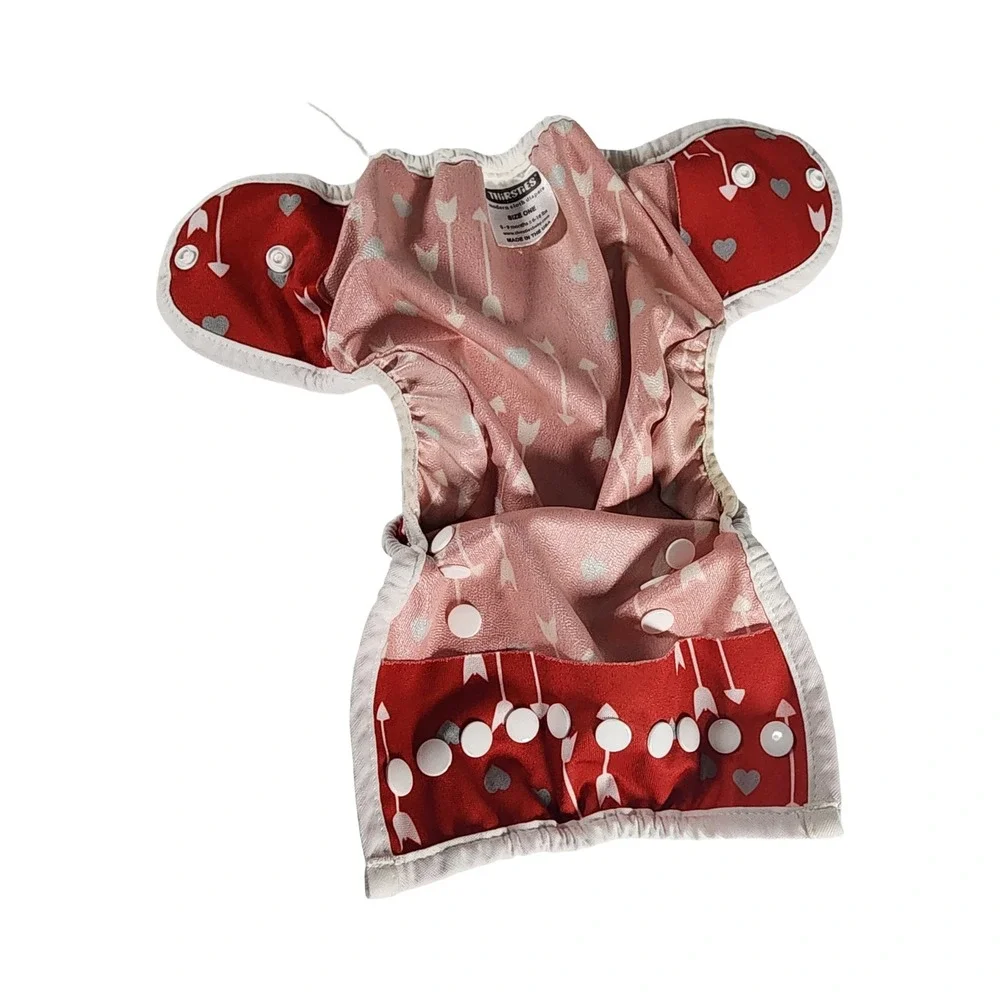Thirsties Size One Red Arrow Heart Cloth Diaper Cover 6-18‎ lbs Made in USA
